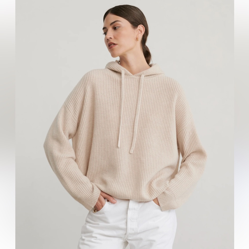 Jenni Kayne  Ribbed Knit Cashmere Hoodie S